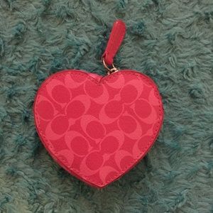 Coach coin purse -- heart monogram pink canvas